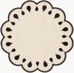 Tovaglietta rotonda con bordo ricamato Gotas