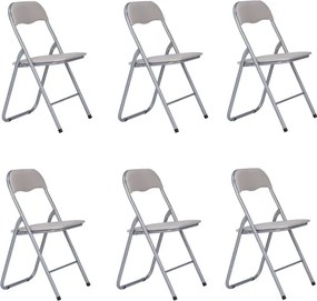 Sedia in metallo pieghevole seduta ecopelle TORTORA SET 6 PEZZI