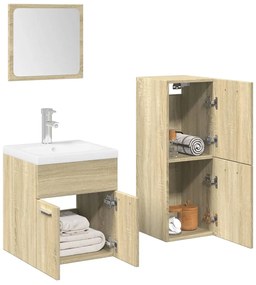 Set Mobili Da Bagno 3 Pz Rovere Sonoma İn Legno Multistrato /