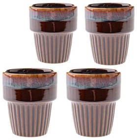 Tazzine in set per espresso marroni in gres 4 pz 100 ml Tone – Dakls