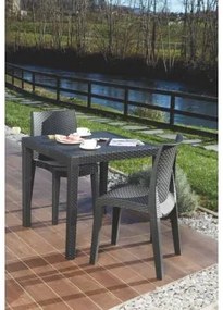 Sedia da esterno Dmondin, Seduta da giardino, Sedia per tavolo da pranzo, Poltrona outdoor effetto rattan, 100 % Made in Italy, 48x55h86 cm, Antracite