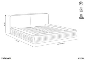 Letto matrimoniale imbottito color terracotta con contenitore e rete inclusi 180x200 cm Keoni – Makamii