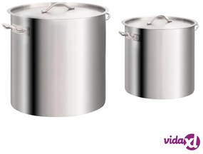 vidaXL Set di Pentole 2 pz 98/50 L in Acciaio Inossidabile