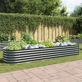 Letto Rialzato Giardino 320x80x44 Cm İn Acciaio Zincato Grigio /