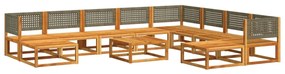 Set divano da giardino 11 pz con cuscini legno massello acacia