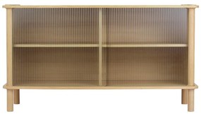 Vetrina di colore naturale in rovere massiccio con ante scorrevoli 135x73,5x48 cm Italic – UMAGE