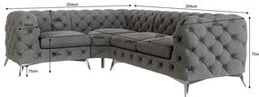 Divano angolare grigio (con penisola a sinistra/a L) con rivestimento in velluto Chelsea – Ropez