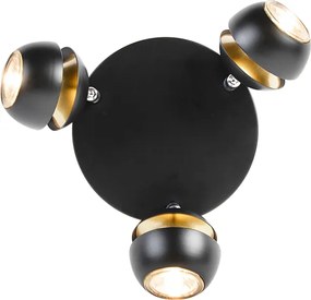 Faretto moderno a 3 luci nero con interno dorato - Buell Deluxe