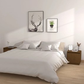 Comodini 2 Pz Ambra 40x30x40 Cm İn Legno Massello Di Pino /