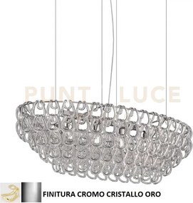 Giogali sospensione ov1 cristallo oro e cromo lucido 4 luci attacco...