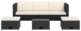 Set divani da giardino 4 pz con cuscini in polyrattan nero