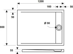 Piatto doccia 80x120 acrilico con canalina in acciaio - KAMALU
