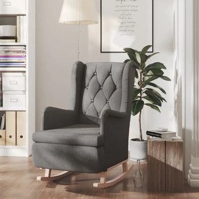Poltrona Gambe A Dondolo Legno Di Hevea Grigio Scuro İn Tessuto /