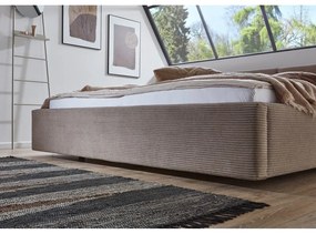Letto matrimoniale imbottito marrone chiaro con contenitore con rete inclusa 180x200 cm Cube – Meise Möbel