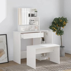 Set tavolo da toeletta bianco lucido 86,5x35x136 cm