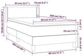 Giroletto a Molle con Materasso Grgio 80x200 cm in Similpelle