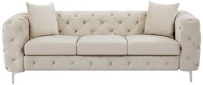 Divano 3 posti Chesterfield in Velluto Beige - EDWINA