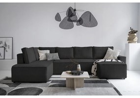 Divano letto angolare in velluto a coste color antracite Brave Dave - Miuform