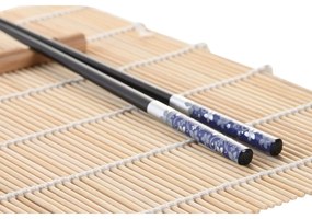 Set per Sushi DKD Home Decor Nero Azzurro Bambù Gres Orientale (16 Pezzi)