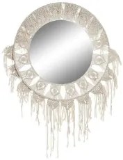 Specchio da parete DKD Home Decor ES-171097 75 x 2 x 75 cm Legno Bianco Macramé Boho