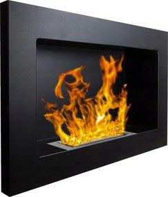 Camino a Bioetanolo da Parete 65x12x40 cm in Acciaio Inox Nero...