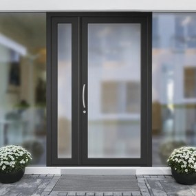 Portoncino d'ingresso Condo8 L 90 x H 210 cm in PVC nero, apertura spingere a destra
