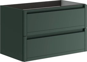 Mobile da bagno sospeso sotto lavabo L 79.5 x H 50 x P 45.5 cm verde opaco, 2 cassetti Tratto