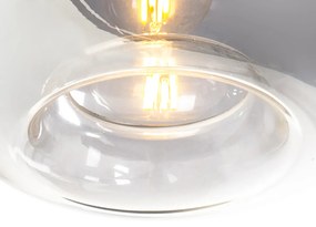 Lampada a sospensione intelligente nera con vetro fumé incl. 3 Wifi P45 - Busa