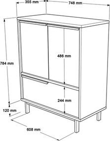 Scarpiera Da Ingresso Mobile Multifunzione 75x36x90 Con Piedini Neri Ocean Rafia