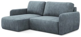 Divano angolare blu polveroso allungabile/con contenitore (con penisola a sinistra/con chaise lounge) con rivestimento in ciniglia Lilo – Makamii