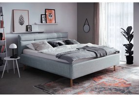 Letto matrimoniale imbottito blu polveroso con contenitore con rete inclusa 180x200 cm Lotte – Meise Möbel