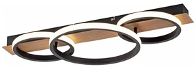 Plafoniera nera con legno incl. LED 3 luci - Marien