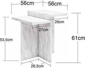 Tavolino bianco in marmo 56x56 cm Brielle - CosmoLiving by Cosmopolitan