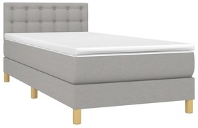 Letto a molle materasso e led grigio chiaro 90x190 cm tessuto