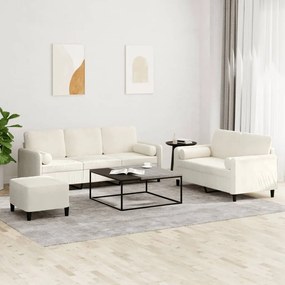 Set Di Divani 3 Pz Con Cuscini Crema İn Velluto /