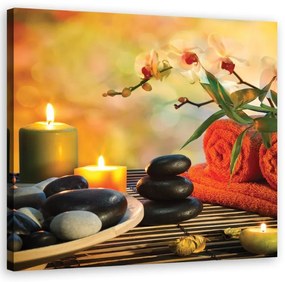 Quadro su tela, Spa set zen pietre  Dimensioni 50x50