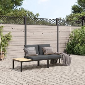 Set divani da giardino 2 pz con cuscini in alluminio nero