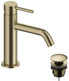 Rubinetto per lavabo a canna bassa LOOP oro spazzolato lucido SANYCCES
