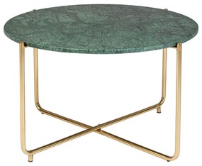 Tavolino da salotto rotondo verde/dorato con piano in marmo ø 70 cm Timpa – White Label