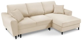Divano letto in velluto a coste beige, angolo destro Moghan - Micadoni Home
