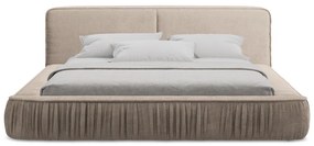 Letto matrimoniale imbottito beige con contenitore e rete inclusi 160x200 cm Keoni – Makamii