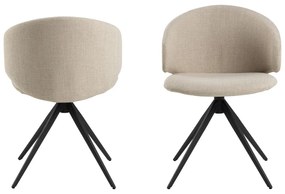 Sedia da pranzo beige in imbottito con braccioli Ella – Actona