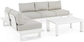 Set salotto KONNOR con 2 divani e 1 tavolino in alluminio bianco