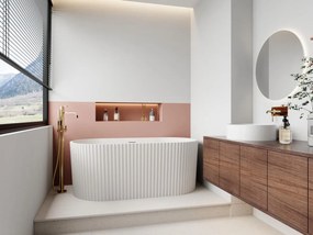 Vasca da bagno freestanding scanalata 230L 170 x 80 x 58 cm in Acrilico Bianco opaco - ALIENA