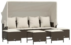 Set divano da giardino 5 pz con cuscini marrone in polyrattan