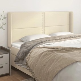 Testiera Ad Orecchio Crema 163x16x118/128 Cm İn Similpelle /