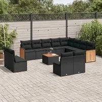 Set Divani da Giardino 13pz con Cuscini Nero in Polyrattancod mxl 112336