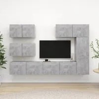 Set Porta TV 6 pz Grigio Cemento in Truciolato 3079135