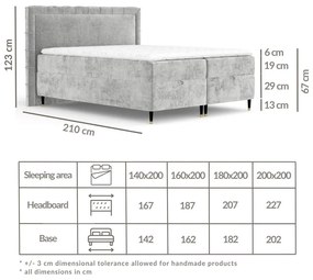 Letto boxspring beige con spazio contenitivo 180x200 cm Voyage - Maison de Rêve