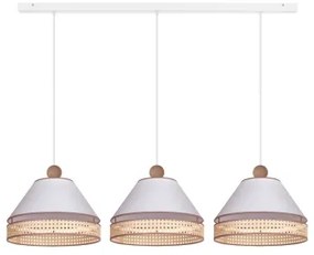 Duolla - Lampadario a sospensione con filo AVIGNON 3xE27/15W/230V bianco/rattan